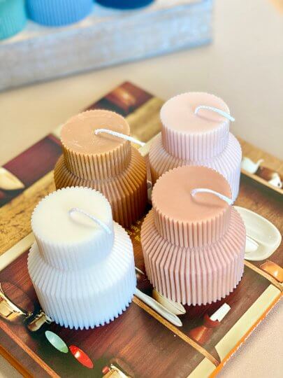 Ribbed Pedestal Pillar Candle – Minimalist Home Décor-0